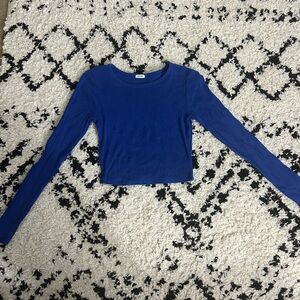 Garage Royal Blue Long Sleeve Crop Top
